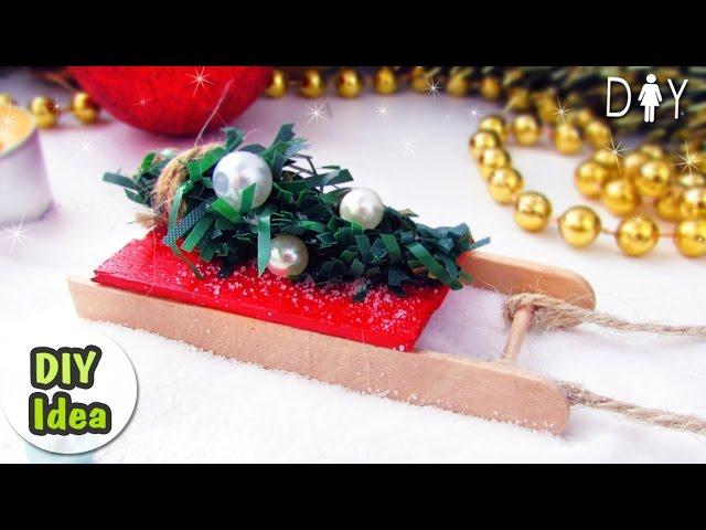DIY ПОДАРОК НА НОВЫЙ ГОД   МИНИ САНКИ  БЮДЖЕТНЫЙ DIY