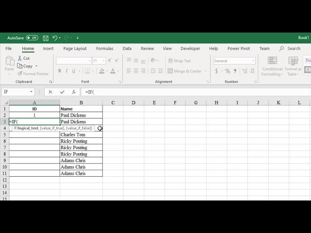 Assigning Unique ID to cell value using IF formula in excel