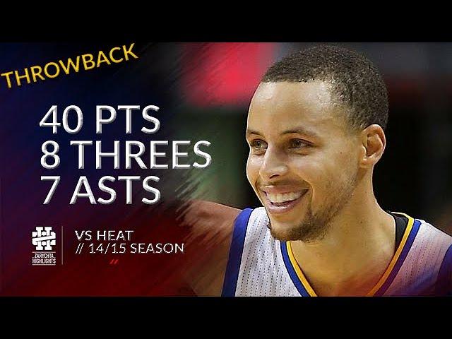 Stephen Curry 40 pts 8 threes 7 asts vs Heat 14/15 season