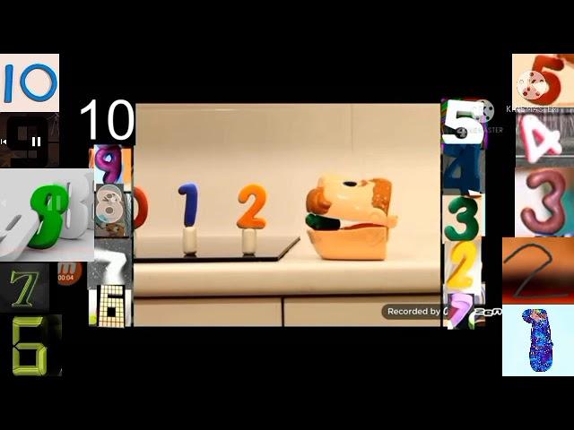 Count Down 10 to 0 (Colorful) Domino NumberBlock Space and Old Tv