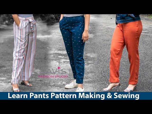 Women's Pants pattern making & sewing step by step - Pants foundation, Cigarette & Palazzo - TRAILER