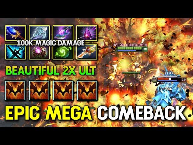 EPIC MEGA COMEBACK LATE GAME Shadow Fiend 100K MAGIC DMG Beautiful 2X ULT Delete All 7.36b DotA 2