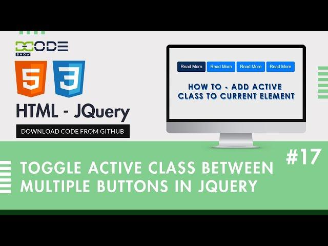 Toggle Active Class between Multiple buttons In Jquery  | Jquery Tutorial in Hindi