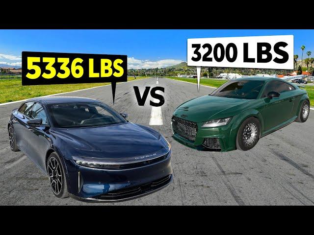 EV vs TT! 1234hp Lucid Air Sapphire Drag Races 1000hp Audi TT RS