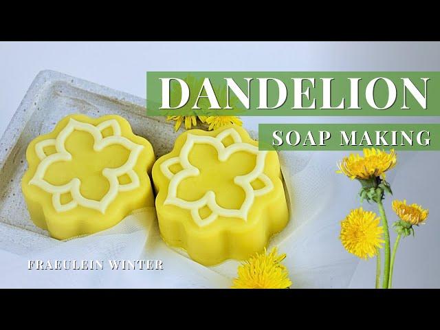 Dandelion Soap made with Dandelion Flower infused Oils - Cold Process Soap Making - Fraeulein Winter