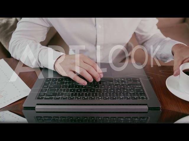 Freelancer work on laptop in a coffee shop