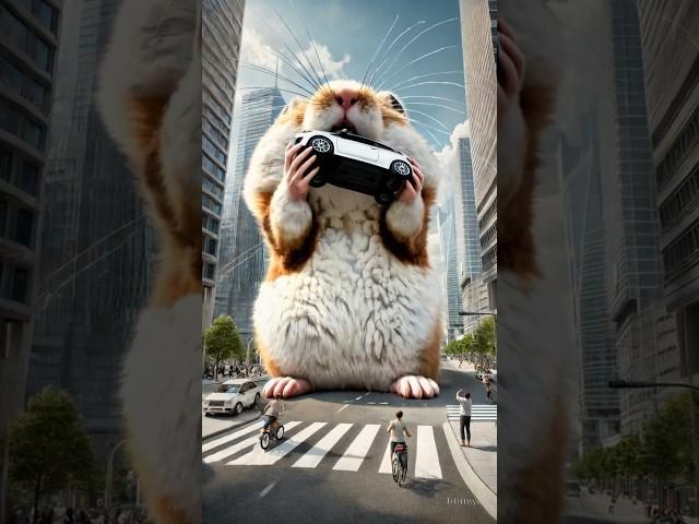 Гигантский хомяк ПОЖИРАЕТ город!  Это сделал AI?! #sora #animals