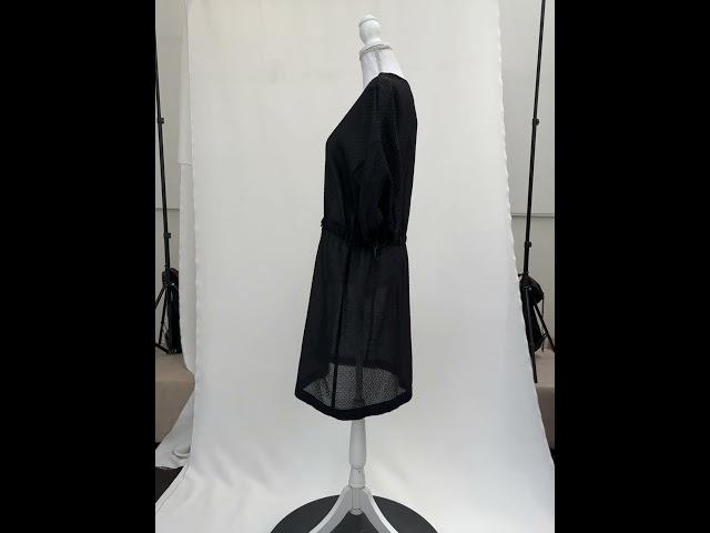 Boutique Moschino, Black Black Textured Drawcord Waist+ Slv 34 Slv Dress, Size GB8US6, $119