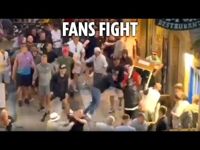Man Utd & Spurs fans clash in Spain as ugly street brawl erupts ahead of Europa League final