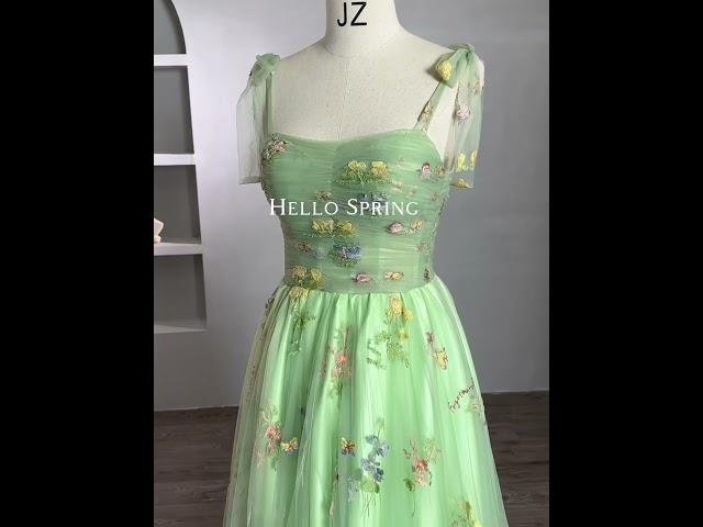 Veaul : Flower Fairy Sage Green Embroidered Floral Prom Dresses 2023