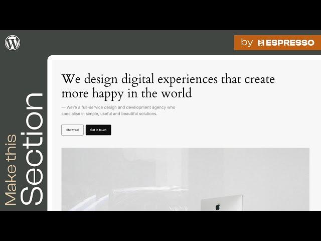 Wordpress Tutorial | Simple text hero section