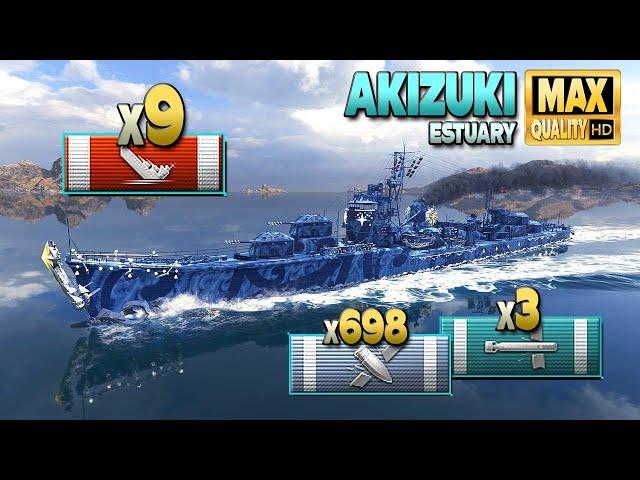 Destroyer Akizuki: 9 ships destroyed - World of Warships