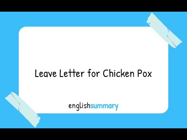 Leave Letter for Chicken Pox in english