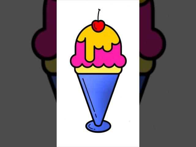 #shorts How to draw ice cream with cherries in a cup, лёгкие рисунки для детей