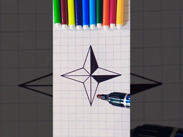 How to draw 3D ninja star #shorts