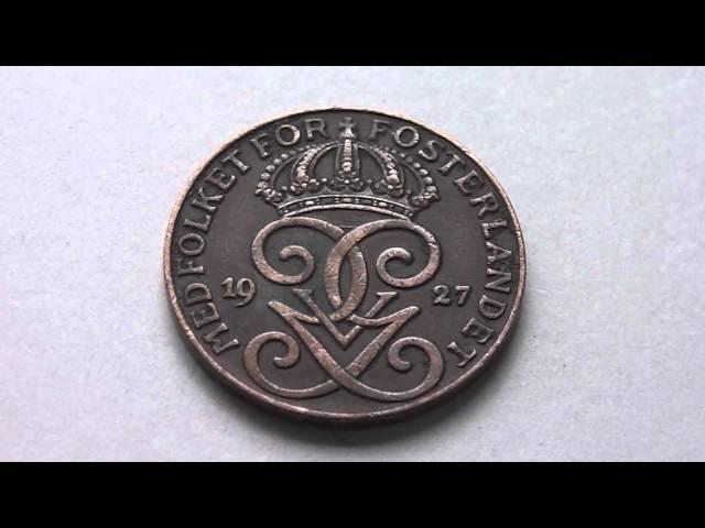 Med folket för fosterlandet - Old coin of Sweden from 1927