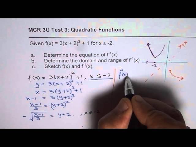 Inverse of Quadratic Function With Restrictions Test MCR3U