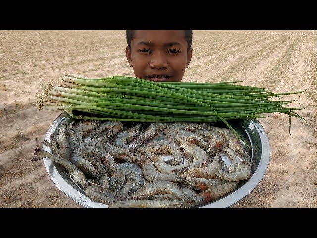 Delicious Fried Shrimp with Green Onion / Shrimp Cooking with Green Onion