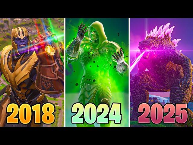 Evolution of All Playable Mythic Bosses in Fortnite (Godzilla, Doom & Thanos)