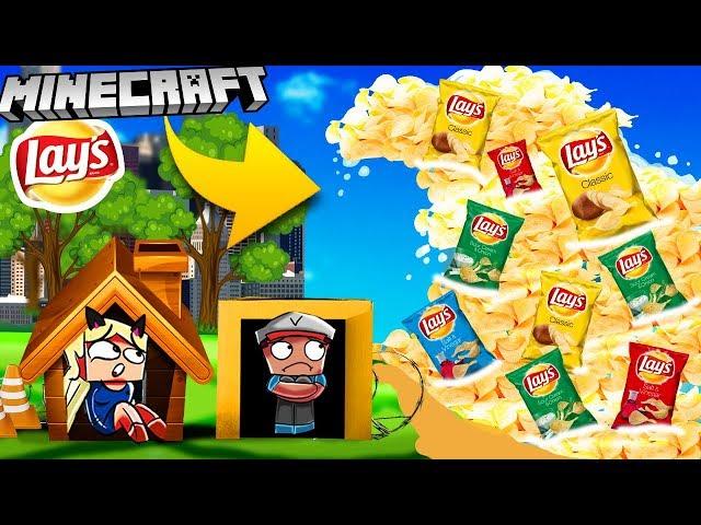  BAZA VS TSUNAMI CHIPSÓW LAY'S - MINECRAFT TSUNAMI CHALLENGE | Vito VS Bella