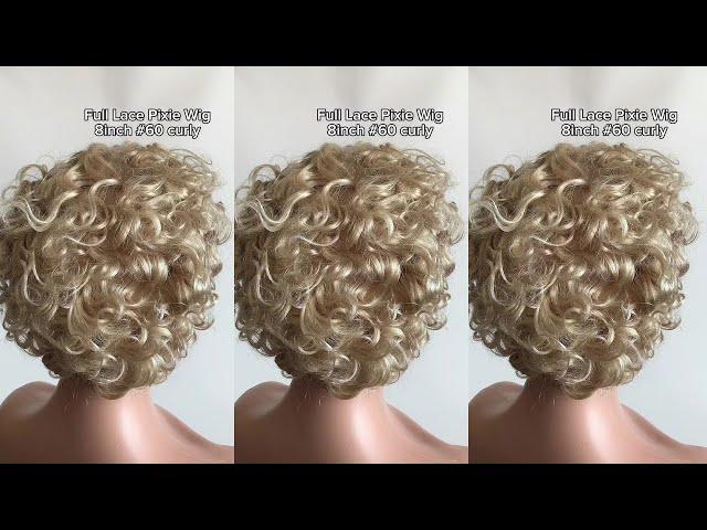 lovebeautywig |  8inch Ash Blonde Full Lace Pixie Wig Human Hair 130% Density