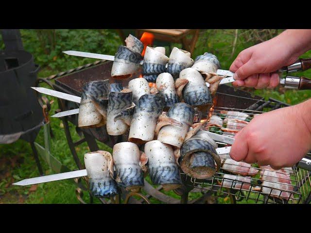 FISH SHASHLIK | MACKEREL fish on the grill. ENG SUB