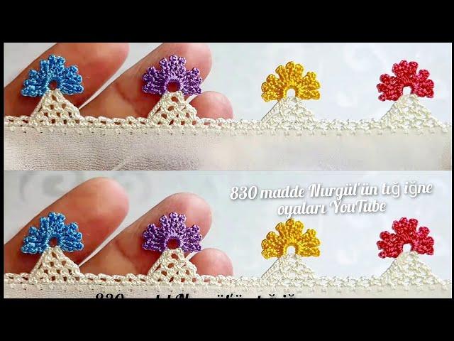 #crochet#puntillas#handmade#820 TIĞ OYASI İĞNEDEN TIĞA TASARIM KOLAY  ÜÇ YAPRAKLI YONCAPIMI