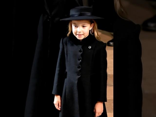 Wow, princess Charlotte is giving a speech on Queen Elizabeth, funeral service.