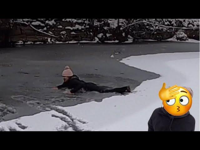 I WALKED ACROSS A FROZEN LAKE AND FELL INSIDE!!! FUNNY**