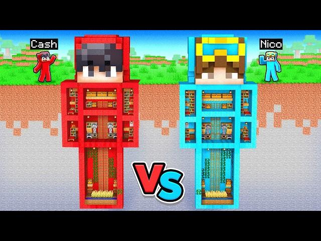 Cash’s POOR vs Nico’s RICH Secret Base In Minecraft!