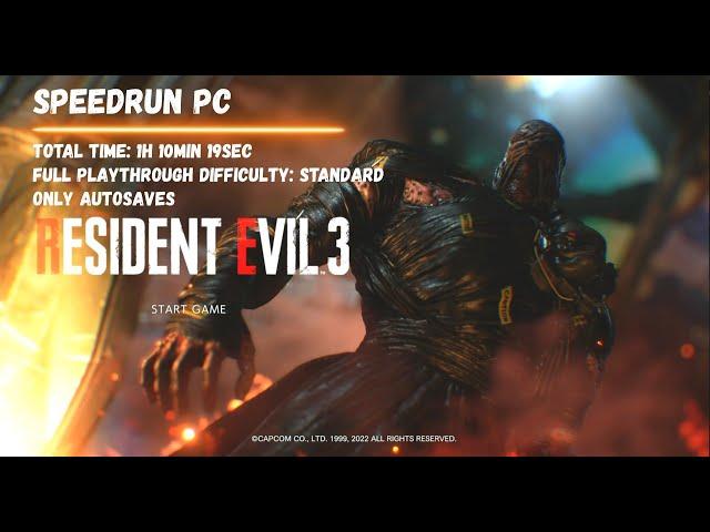 Resident Evil 3 Remake PC Speedrun | Full playthrough | Only autosaves