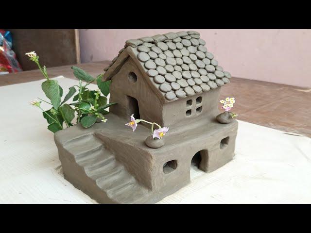 Amazing technique build DIY miniature Clay House | how to make Clay House