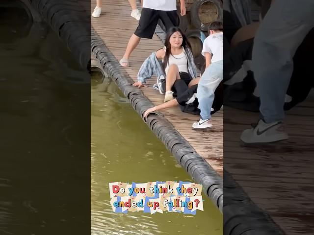 Do you think they ended up falling? #plushappy #funny #funneypicture #swingbridge