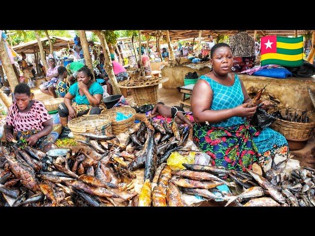 African market mass food shopping in Lomé Togo west Africa. What $50 gets you in west Africa 2024