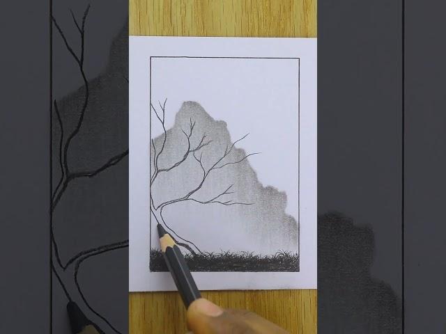  Charcoal pencil drawing idea || Pencil shading video || Scenery sketch with pencil