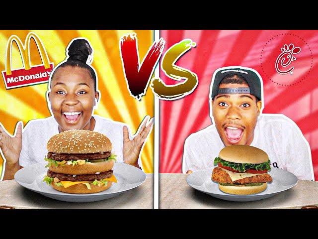 CHICKFILA VS MCDONALDS FOOD CHALLENGE | BOYFRIEND VS GIRLFRIEND