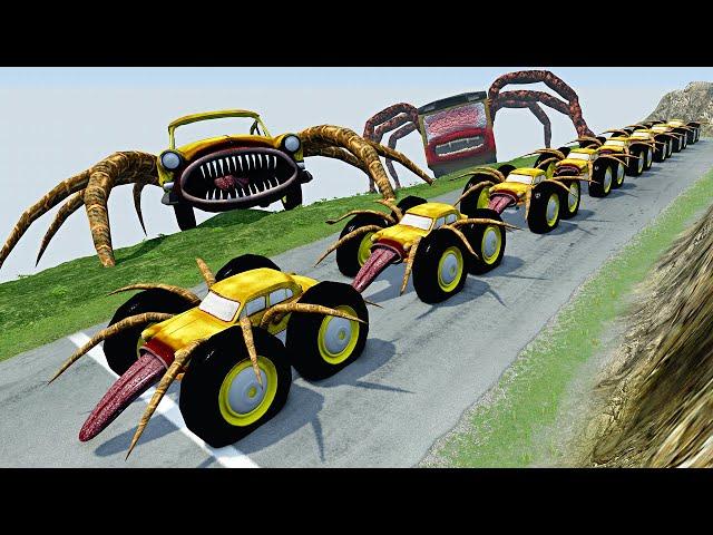 Big Wheels Car Eater Downhill Madness with BUS EATER & CAR EATER & THOMAS TRAIN – BeamNG.Drive