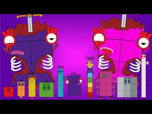 Looking For Numberblocks Band Tiny vs Zombies Normal - PinkGirl (1000-10000) Epic Battle!