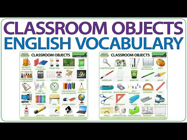 Classroom Objects - Learn Classroom Vocabulary in English - 50 Classroom items