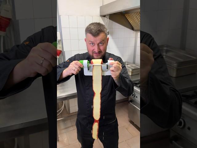Testing a fruit ribbon slicer.