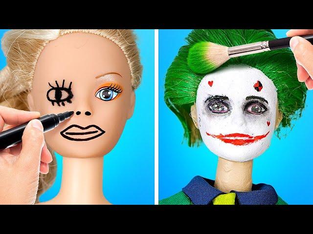 #barbie #makeup Create your own villain Barbie #diy #gadgets 