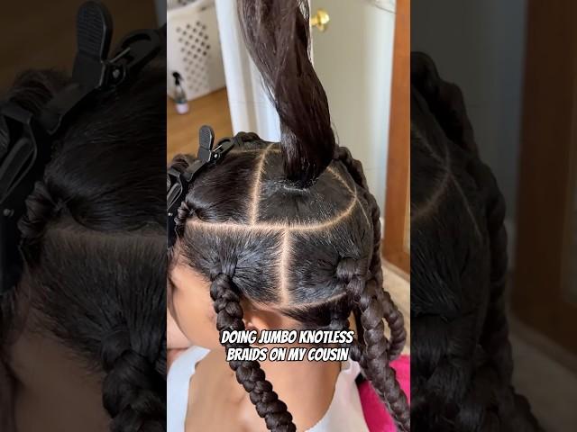 JUMBO Knotless Braids #hairstylist #knotlessbraids #hairtutorial #braids #naturalhair #blackhair