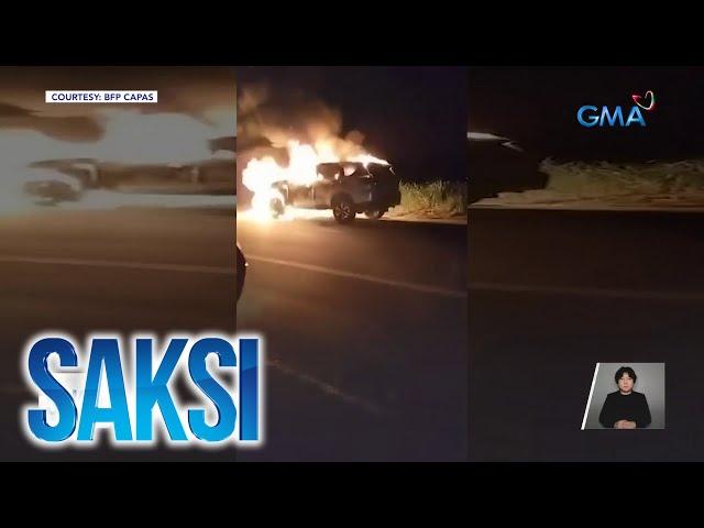 Video ng pagkasunog ng SUV na sinakyan ng nawawalang beauty pageant contestant,... | Saksi