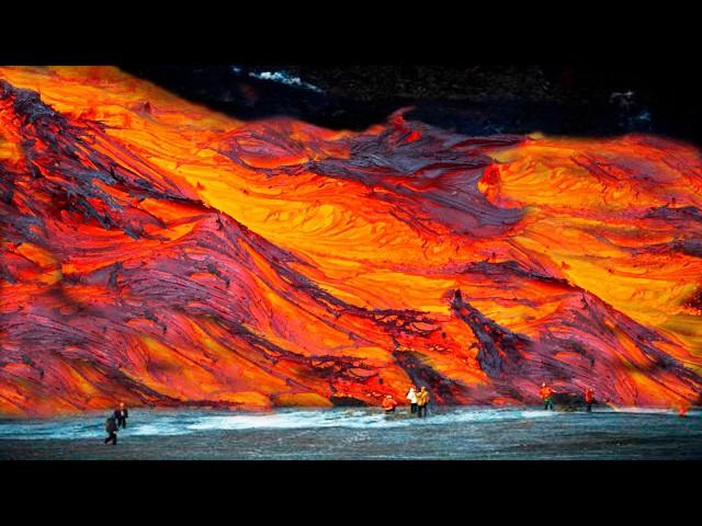 Hell on the Earth! City is covered in solidified lava, Mount Etna eruption in Catania, Italy