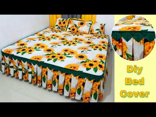 Simple Pleated Bed Cover | How To Sew Bedsheet | Sunflower Inspired Bedsheet | Beginners Friendly