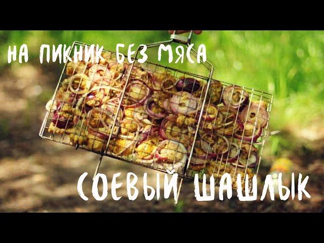 No meat picnic. Grilled soy meat (vegan recipe)