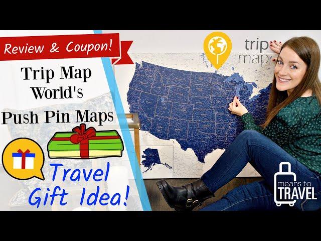 TRAVEL GIFT IDEA  ◆  Trip Map World Push Pin Map Review  ◆  USA Map Unboxing, Pinning, & Coupon Code