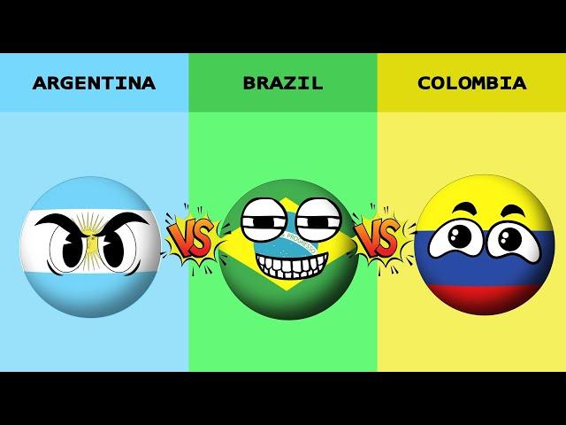 Argentina vs Brazil vs Colombia | Country Comparison 2024 | Data Around The World