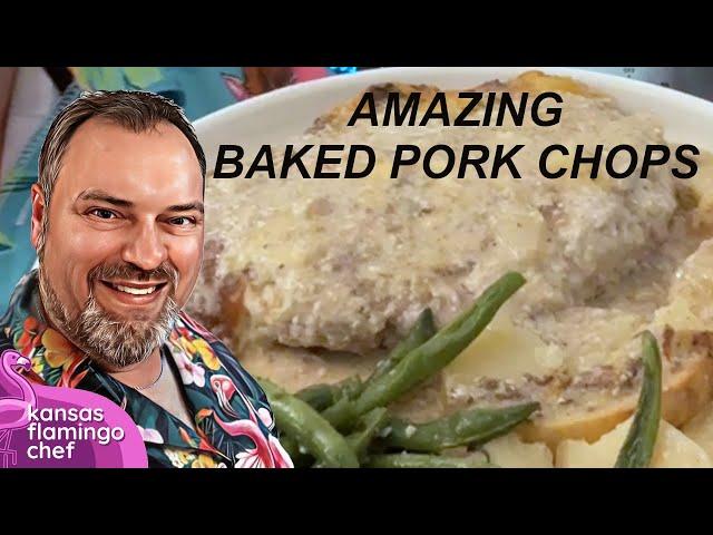 Smothered Oven Baked Pork Chops with potatoes