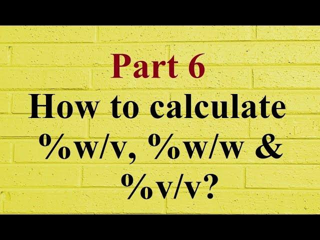 How to calculate %w/v, %w/w & %v/v?